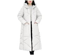 Long Coat for Women Maxi Puffer Jacket Women Longline Padded Coat Long Hoodie Winter Warm Quilted Padded Jacket Hooded Long Parka Coat Down Coat With Removable Hood for Ladies Trench Coat UK Clearance