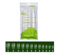 Long Coffin False Nails Tips Full Gel Tips Semi-frosted Clear False Nails Tips For Press On Extension
