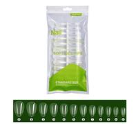 Long Coffin False Nails Tips Full Gel Tips Semi-frosted Clear False Nails Tips For Press On Extension