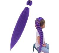 Long Colorful Braids 24 Inches 2PCS, PURPLE Pre-Stretched Synthetic Braiding Hair, Extensions(1pcs)