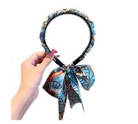 Long Colorful Printed Ribbon Headband Women Fashion Ribbon Braided HairTied Hairband Headwear Female Hair Accessories(Blue)