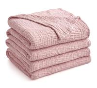 LONG CREATE 100% Cotton Muslin Blanket for Adult 108x90 4-Layer Gauze Throw | Summer Lightweight Breathable Soft Dusty Pink Linen Blankets, King Size Soft Bedspread, All Season Throws for Bed Sofa Couch