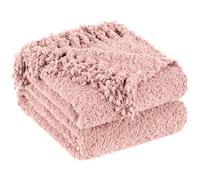 LONG CREATE Throw Blanket for Couch, Dusty Pink Luxury Knitted Throws 50"x60", Textured Blankets with Handmade Fringe Tassels for Bed Sofa Decorative, Chunky Soft Farmhouse Boho Home Decor