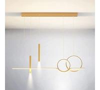 Long Creative Chandelier with Spotlight Dining Table Chandelierd 45W Led Linear with Remote Control Dimmable Modern Strip Hanging Chandelier for Living Room Kitchen Bedroom