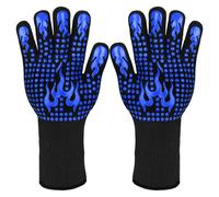 Long Cuff Protection Grill Gloves, Heat Resistant Oven Mitts For Versatile Cooking, Easy Clean Double-Sided Silicone, Flexible Fingers For Precision,