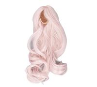 Long Curly Doll Wig Soft Silk Central Parting Artificial Hair for 1/3 Head Circumference Ball Jointed Dolls SD DZ DD DOD (Cream Pink)