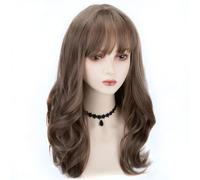 Long Curly Hair,Synthetic Natural Long Wave Wigs,Natural Fluffy Big Wave Long Hair Full Head Cover,with Neat Bangs for Women,Warm and Comfortable (B 65cm)