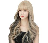 Long Curly Hair,Synthetic Wavy Wig,Qibanghai Highlight Dyeing Fashion Big Wave Hair Cover,Women's Party Full Wigs,Natural Comfort and Breathability (A 62cm)