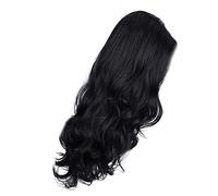 Long Curly Hair Wig 26in Black, Vivid Scalp, Adjustable Fit, High Temperature Silk, Simulation Human Hair with Middle Part, Lace Technology, Breathable with Clips, Soft and,