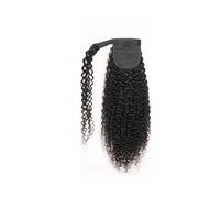 Long Curly Ponytail Wrap Around Kinky Curly Thick Brazilian Human Hair Extensions Curl Clip ins Silky Hair Pieces Natural Black for Black Women Hair Extension for Daily Use(26inches)