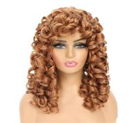 Long Curly Wig With Bangs Big Curly Synthetic Hair Wigs For Women Blonde Black Ginger African American Afro Wig