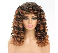 Long Curly Wig With Bangs Big Curly Synthetic Hair Wigs For Women Blonde Black Ginger African American Afro Wig