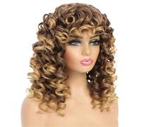 Long Curly Wig With Bangs Big Curly Synthetic Hair Wigs For Women Blonde Black Ginger African American Afro Wig
