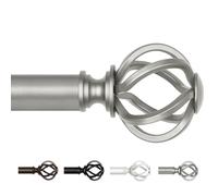 Long Curtain Poles for Eyelet Curtains 80 to 365 cm, USFOOK 22 mm Antique Silver Curtain Pole for Windows, Metal Extendable Drapery Rods with Twisted Cage Finials