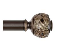 Long Curtain Rods for Windows 66 to 120 Inch, USFOOK 7/8 Inch Heavy Duty Curtain Rod, Telescoping Splicing Bronze Drapery Rods with Leaf Finials
