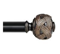Long Curtain Rods for Windows 72 to 144 Inch, USFOOK 7/8 Inch Heavy Duty Curtain Rod, Telescoping Splicing Black Drapery Rods with Leaf Finials