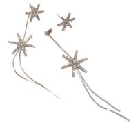 Long Dangle Sterling Silver Snowflake Earrings, Rhinestones With 925 Silver Hooks, Refined Hypoallergenic Winter Jewelry