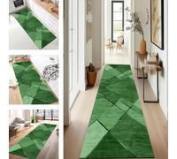 Long Dark Green Carpet Runner Rug 100x300CMAntiSlip Washable Polyester Hallway Kitchen Entryway Living Room & Bedroom MatsCustomizable by the Meter