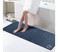 Long Diatomite Stone Bath Mat Runner - Super Absorbent Diatomaceous Earth Non-Slip Quick Drying Shower Rug for Bathroom Floor, 15.7"x47.2", Navy