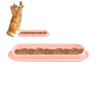 Long Dish Cat Feeding Bowl, 15-Degree TiltedLeak-proof Pet Food Feeder, Multi-cat Meal Bowl - Easy To Clean, Large Capacity, Protect Spine, Pet Supply For Indoor Kittens And Dogs (Pink)