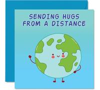 Long Distance Birthday Cards For Men Women - Around The World Hugs - Happy Birthday Card for Mum Dad Brother Sister Auntie Uncle Friend 145mm Bday Greeting Cards