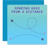 Long Distance Birthday Cards For Men Women - Plane Hugs - Happy Birthday Card for Mum Dad Brother Sister Auntie Uncle Friend 145mm Bday Greeting Cards