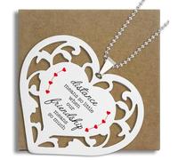 Long Distance Friendship Gifts “Distance Means So Little When Our Friendship Means So Much” Heart Shaped Stainless Steel Ornament for Best Friend, Soul Sister, Long Distance Friends S2X37