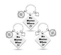 Long Distance Friendship Keyring Gifts Best Friend Keyring Set No Matter Where No Matter What No Matter When Compass Best Friends Keyring Set of 3 Distance Gifts Graduation Gifts for Friends Sister