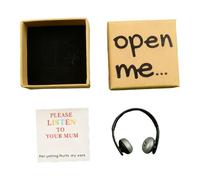 Long Distance Notepad | Small Mother's Day Box - Headphone Pocket Charm With Card | For Son, Daughter, Mother, Father, Desk, Bookcase, Bedside Table, Workplace And Stand