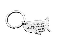 Long Distance Relationship Gifts Keyring I Love You to Texas and Back Keyring Girlfriend Boyfriend Gift Going Away Gift Valentine Day Gifts Anniversary Keyring Gifts for Him Her