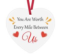 Long Distance Relationship Gifts You Are Worth Every Mile Between Us Ornament for Boyfriend Girlfriend Anniversary Valentines Day Gift Birthday Christmas Ornament for Him Her