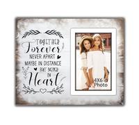 Long Distance Relationships Gifts For Couples - Long Distance Friends And Sisters Gifts, Friend Moving Away Gift, Friends Forever Never Apart, Together Forever Picture Frame - Holds 4x6 Photos