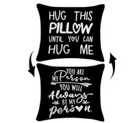 Long Distance Relationships Gifts Reversible Throw Pillow Covers Decor for Home Bedroom,18'' x 18'' Pillow case,Boyfriend Girlfriend Birthday Gifts,Gift Wife,Husband,Wedding Anniversary (Black-2)