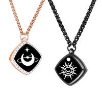 Long Distance Touch Necklaces, Vibration & Light up Remote Smart Matching Couples Necklace for Couple Friend Relationship Girlfriend Boyfriend Festival Gifts Lover Jewelry Set Star Moon Eternal Love