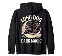 Long Dog Dark Magic Spooky Wiener Dog Halloween Zip Hoodie