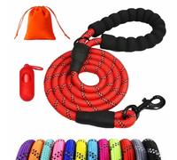 Long Dog Lead, 1.5M 3M 5M 10M 15M 20M 25M 30M Reflective Floating Long Leads for Dog Training with Soft Handle for Camping, Hiking, Swimming, Beach and Lake (Red, 10M)