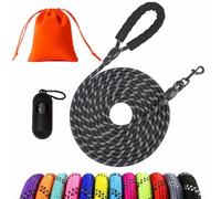 Long Dog Lead, 1.5M 3M 5M 10M 15M 20M 25M 30M Reflective Floating Long Leads for Dog Training with Soft Handle for Camping, Hiking, Swimming, Beach and Lake (Black, 30M)
