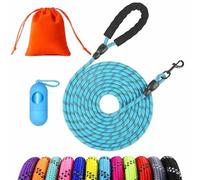 Long Dog Lead, 1.5M 3M 5M 10M Reflective Floating Long Leads for Dog Training with Soft Handle for Camping, Hiking, Swimming, Beach and Lake (Light Blue, 5M)