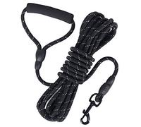 Long dog lead, 20FT Reflective Long Line Dog Lead for Outside and Yard, Floating Long Leads for Dog Training with Soft Handle for Camping, Hiking, Swimming, Beach and Lake (Black)