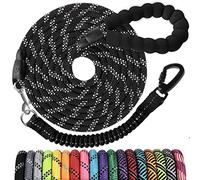 Long Dog Leash 10 FT: Heavy Duty Rope Leashes for Dogs Training with Swivel Lockable Hook Reflective Threads Bungee and Padded Handle - Dog Lead for Large Small Medium Dogs Outside Walking Hiking