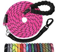 Long Dog Leash 100 FT: Heavy Duty Rope Leashes for Dogs Training with Swivel Lockable Hook Reflective Threads Bungee and Padded Handle - Dog Lead for Large Small Medium Dogs Outside Walking Hiking