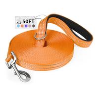 Long Dog Leash XiaZ Training Leashes 10/15/20/30/50/100ft Long Lead for Dogs 50ft Training Leash for Outside Pink 50 Foot Nylon Padded Handle Reflective Hiking Yard