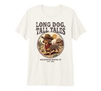 Long Dog, Tall Tales Dachshund Round Up Western Cowboy Premium T-Shirt