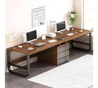 Long Double Desk with Storage Shelf: Versatile Writing & Study Table for Home Office Gaming & Workspace Ideal for Two Users Space-Saving Design & Stylish