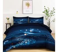 Long Double Size Coverless Duvet 10.5 Tog Geometric Glowing Blocks S-Shaped Path Coverless Comforter, Blue Washable Summer Quilted Quilt 200 x 220 cm Sci-Fi Bedding Comforter Set Reversible Duvets