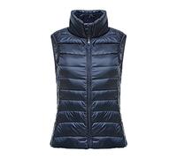Long down Coat plus Size Light Women'S Cotton Undershirt Undershirt Can Shoulder Solid Color Stand Up Collar Zipper Slim Short Metallic Vest (Navy, XXXXL)