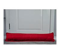 Long Draught Excluder Door and Window Cold Blocker Cushions Extra Filled with Hollowfibre - Energy Saver Anti Wind Noise & Dust Plain Solid PolyCotton Multi Usage Heavy Duty Draught Stoppers (Red)