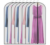 Long Dress Bags 60-inch Full Length - Translucent Plastic Garment Covers with Zip, Waterproof & Mothproof Clothing Protectors (8 Pack)
