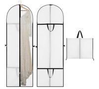 Long Dress Covers Bags Dust Proof Clothes Covers Moth Proof Garment Bags Wedding Dress Bag Folding Long Coat Covers Bag for Coat Gowns Dresses Shirts Suits Jackets Storage (White)