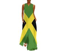 Long Dress Dress for Womens Summer Top Jamaican Flag Casual V Neck Shift Dress M